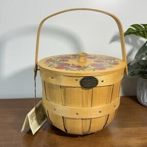 Peterboro Basket Co Apple Wreath 2003 Lidded USA Made NH Lori Eberhardt-Rahill